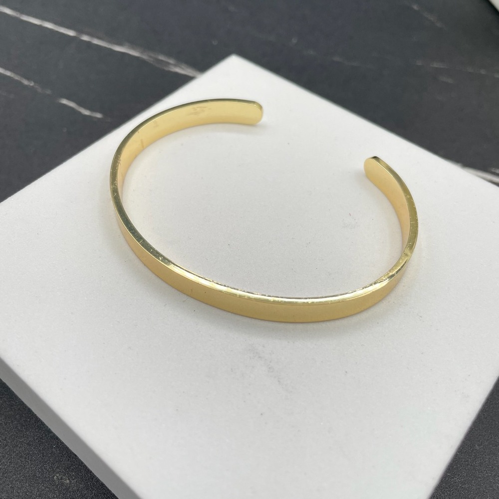 Gold-Tone Classic Fashion Shiny‎ Metal Round-Ended Cuff Torque Slip-On Bracelet
